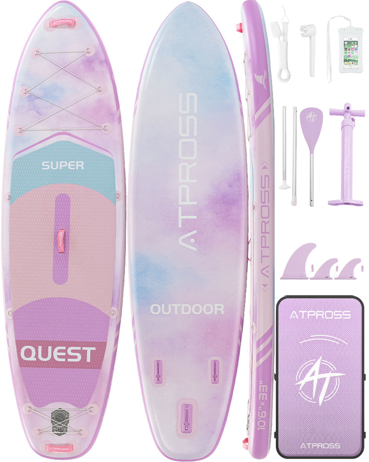 10’6’’ × 33'' Inflatable SUP-ATPB26 Basic &Pro｜Atpross Board -B0GJL283RP