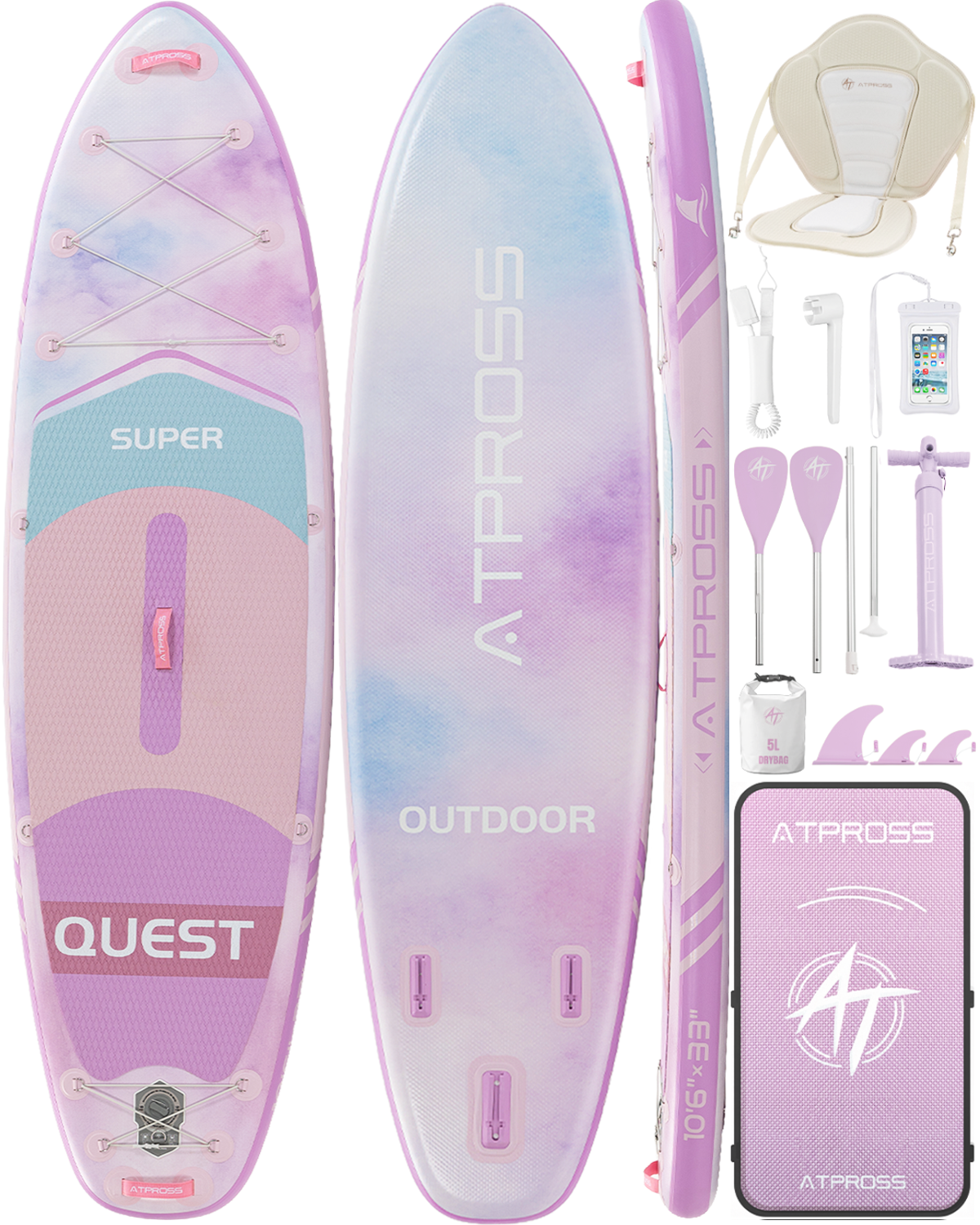 10’6’’ × 33'' Inflatable SUP-ATPB26 Basic &Pro｜Atpross Board -B0GJL283RP