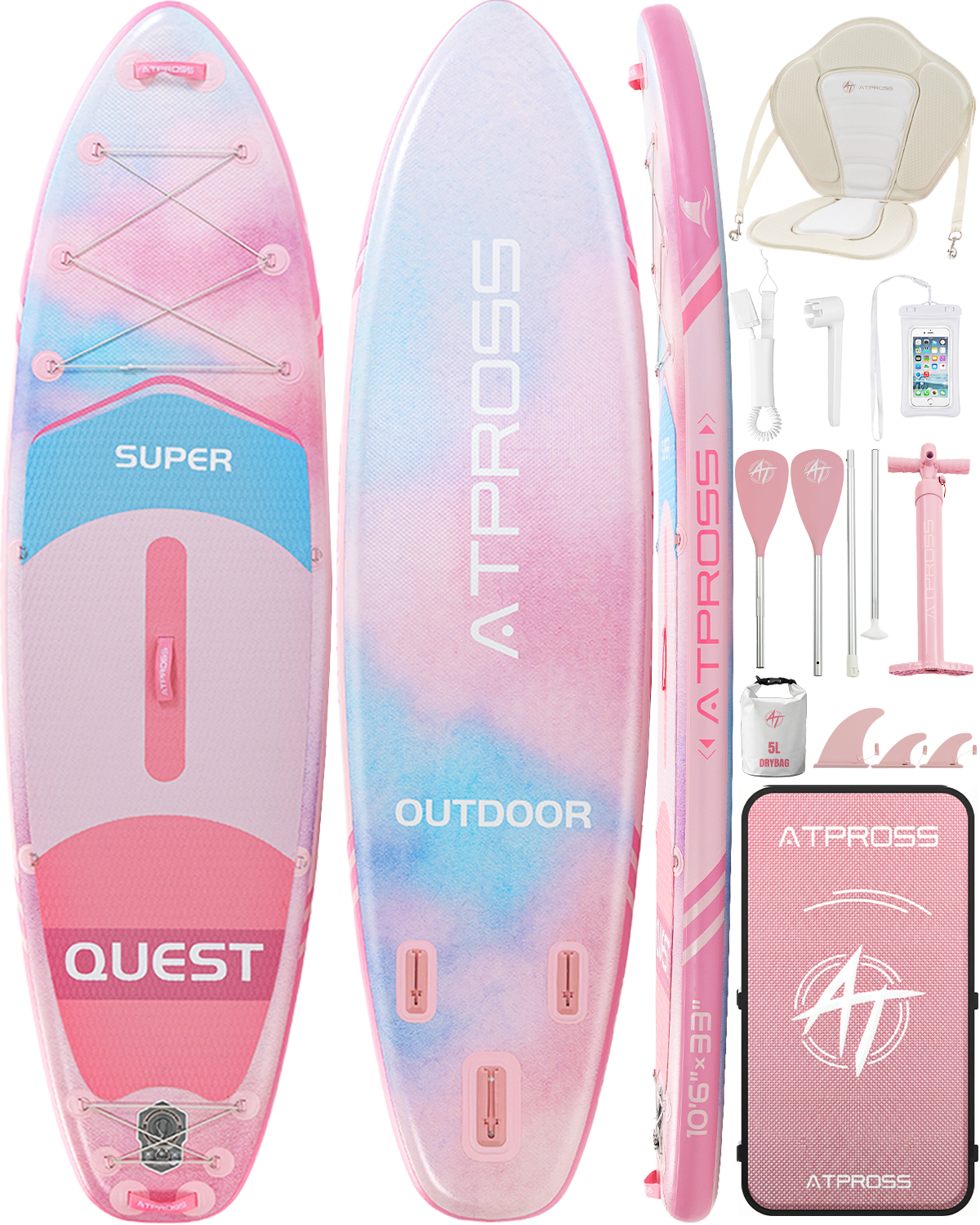 10’6’’ × 33'' Inflatable SUP-ATPB26 Basic &Pro｜Atpross Board Stand Up Paddleboard Premium SUP