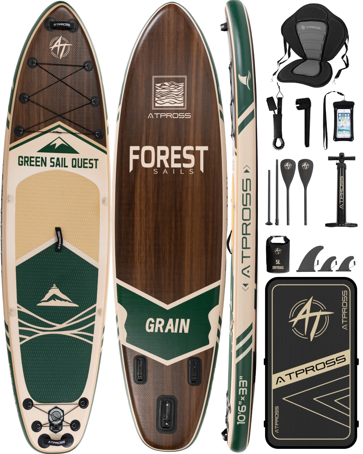 10’6’’ × 33'' Inflatable SUP-ATPB26 Basic &Pro｜Atpross Board Stand Up Paddleboard Premium SUP