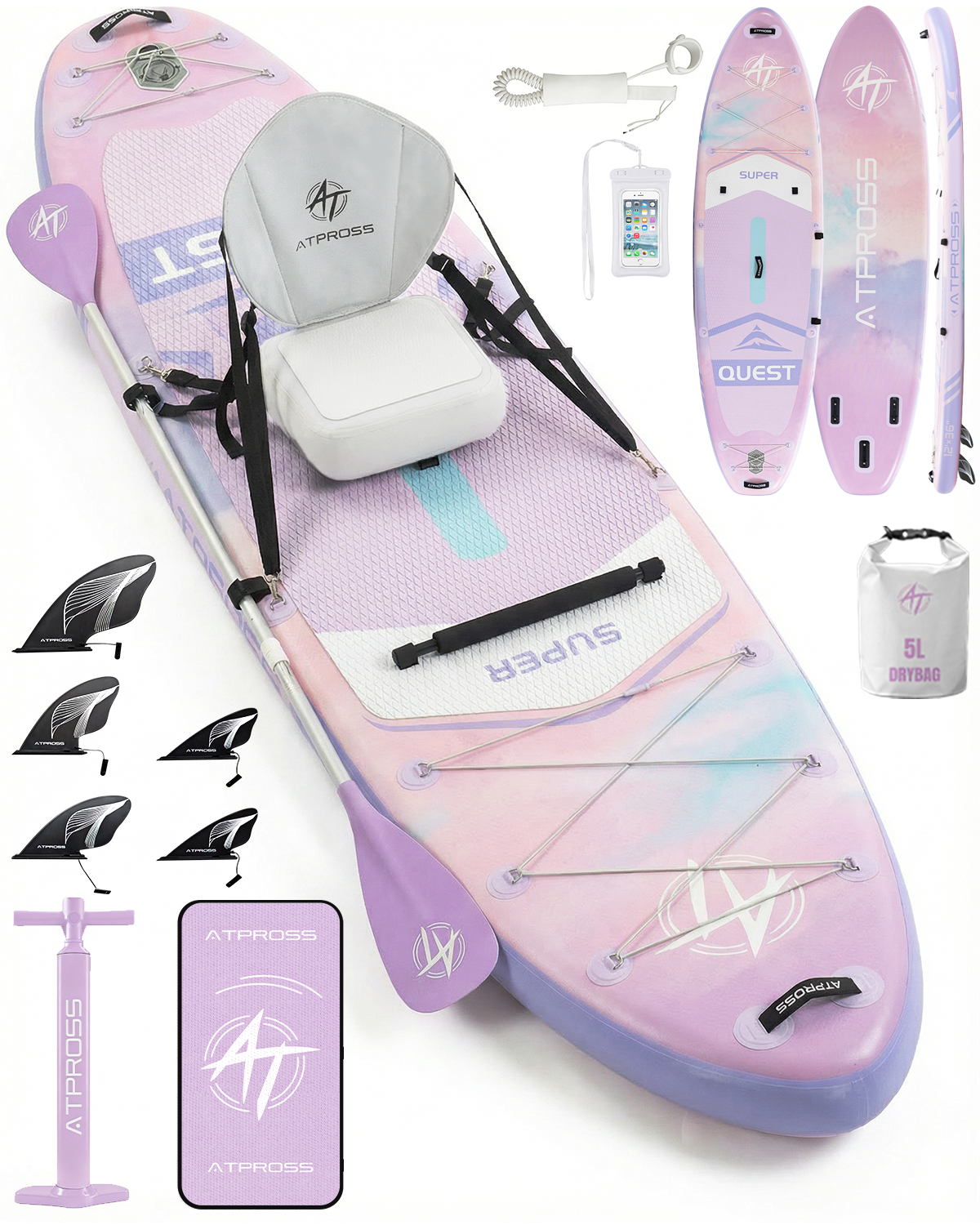 12'x36 Inflatable Paddle Board SUP-ATPB26M｜Atpross Board Stand Up Paddleboard Premium SUP