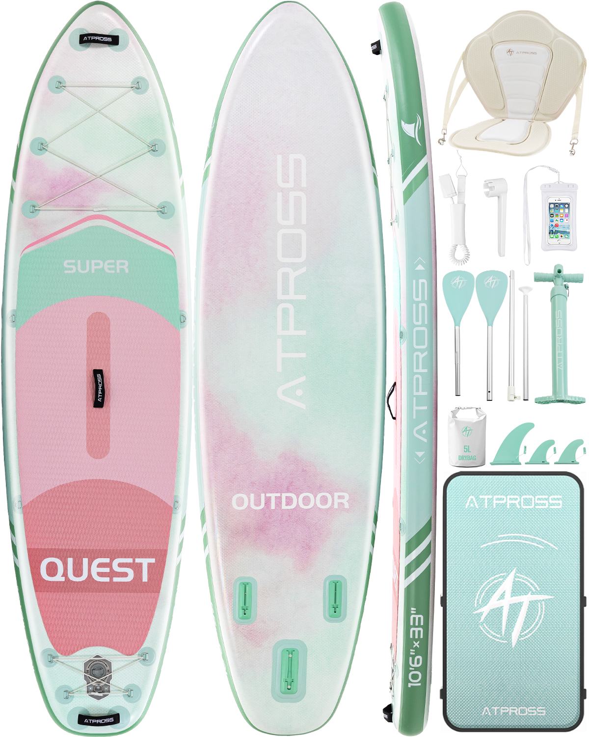 10’6’’ × 33'' Inflatable SUP-ATPB26 Basic &Pro｜Atpross Board -B0GJL283RP