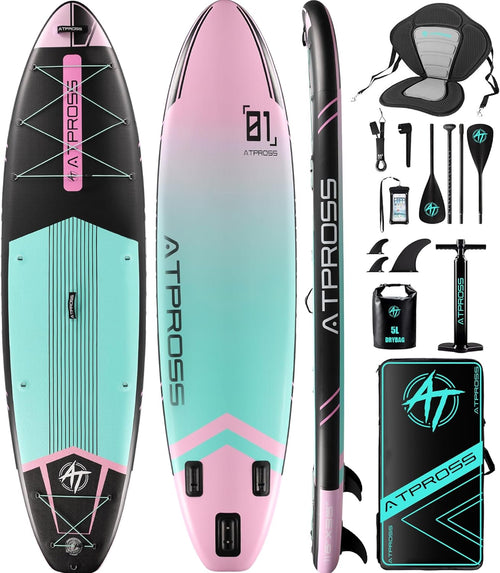 11'6"x35" Inflatable Paddle Board, 450lbs Extra Wide Stand Up Paddleboard for Adults with Premium SUP Accessories Kit &amp; Backpack, Blow Up Kayak Non-Slip Stable Deck Boat for Yoga Fishing Surf