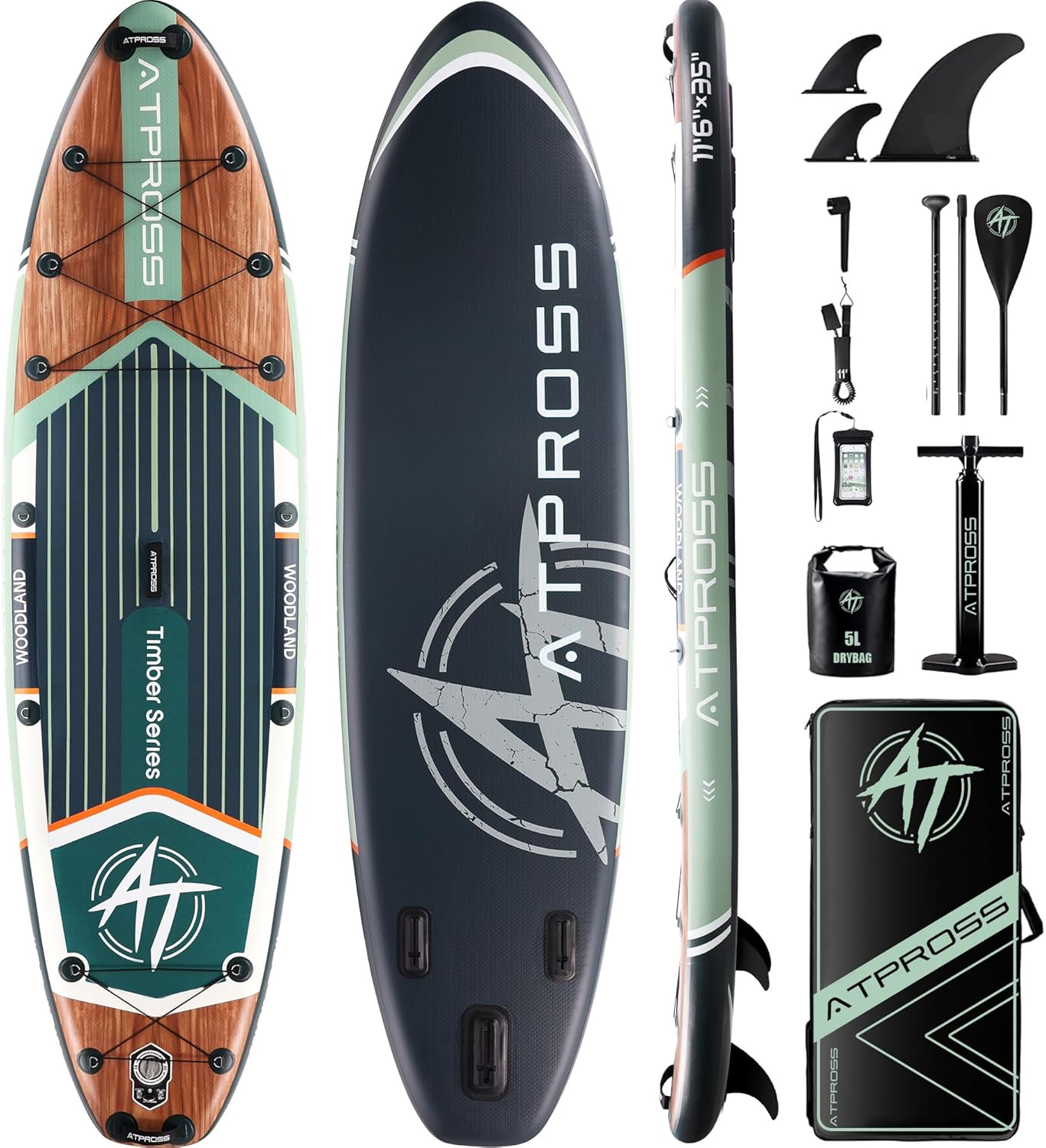11'6"x35" Inflatable Paddle Board, 450lbs Extra Wide Stand Up Paddleboard for Adults with Premium SUP Accessories Kit &amp; Backpack, Blow Up Kayak Non-Slip Stable Deck Boat