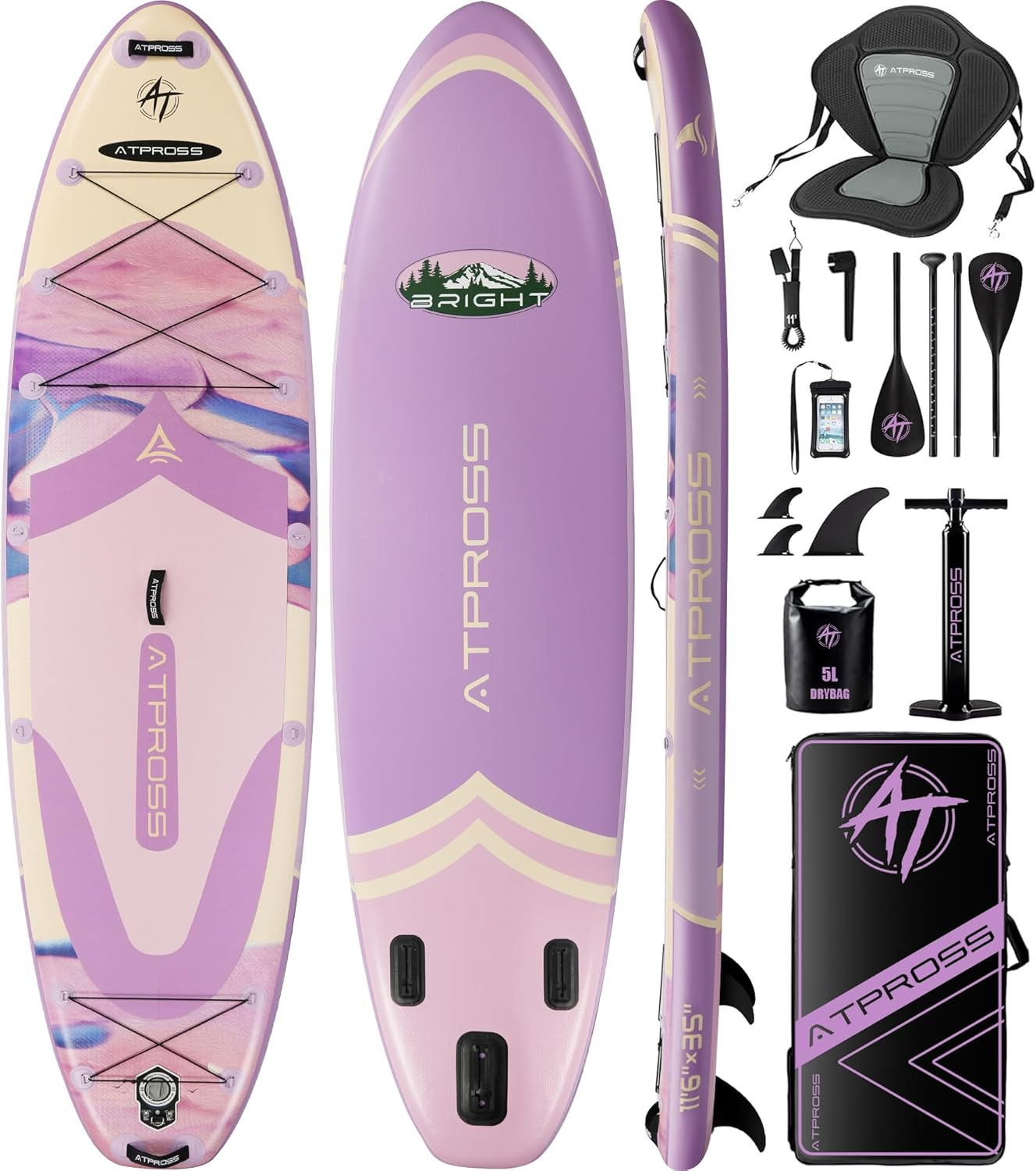11'6"x35" Inflatable Paddle Board, 450lbs Extra Wide Stand Up Paddleboard for Adults with Premium SUP Accessories Kit &amp; Backpack, Blow Up Kayak Non-Slip Stable Deck Boat
