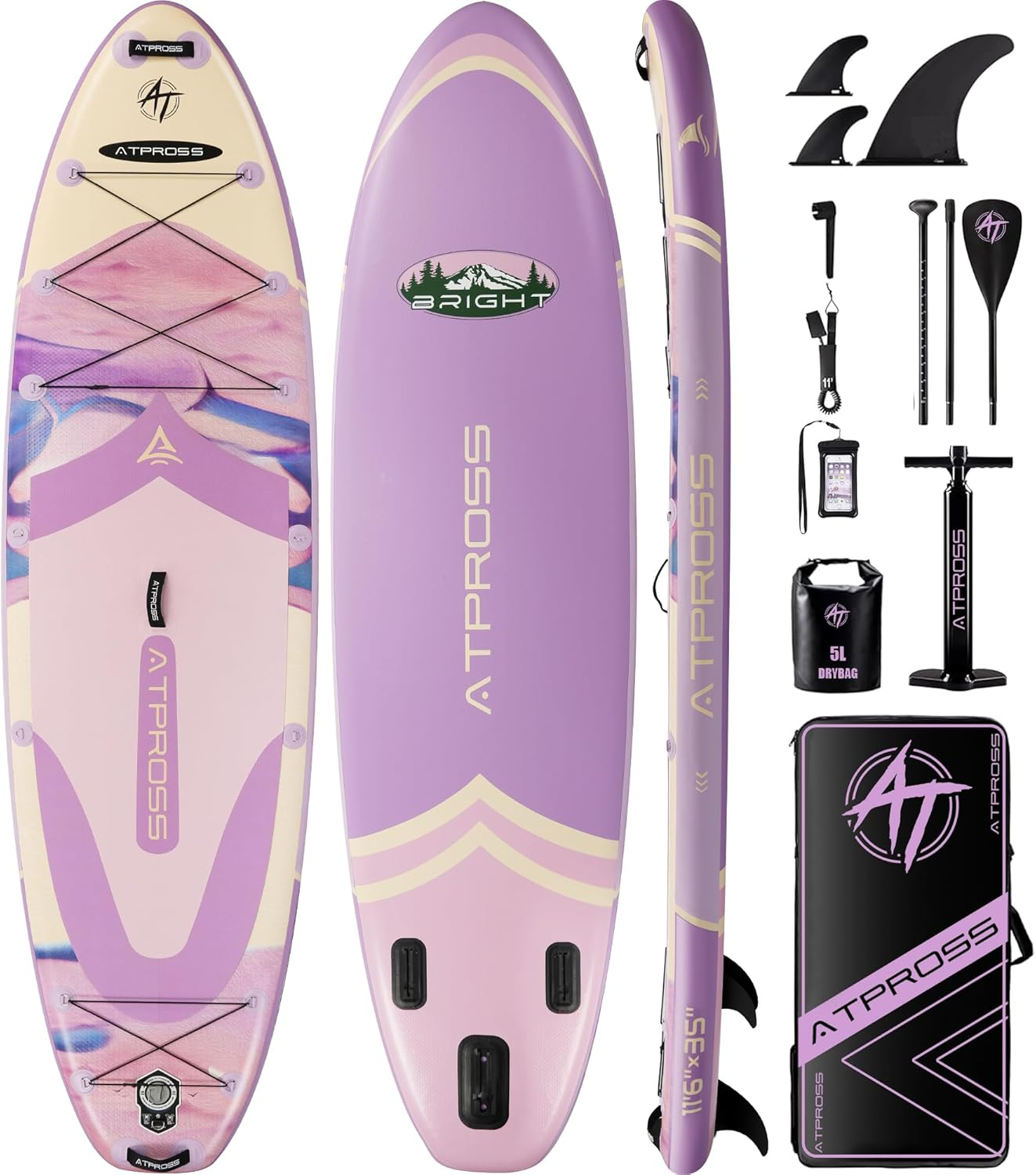 11'6"x35" Inflatable Paddle Board, 450lbs Extra Wide Stand Up Paddleboard for Adults with Premium SUP Accessories Kit &amp; Backpack, Blow Up Kayak Non-Slip Stable Deck Boat