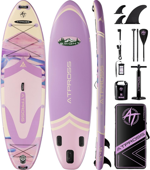 11'6"x35" Inflatable Paddle Board, 450lbs Extra Wide Stand Up Paddleboard for Adults with Premium SUP Accessories Kit &amp; Backpack, Blow Up Kayak Non-Slip Stable Deck Boat